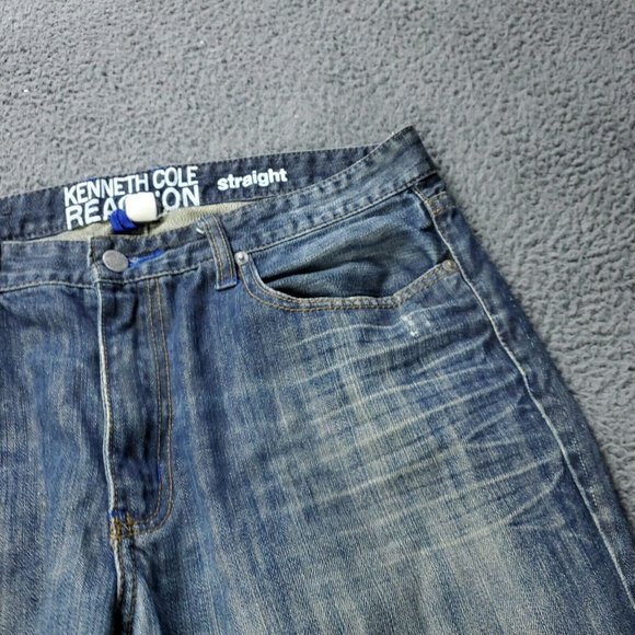 Kenneth Cole Reaction Straight Fit Jeans Mens Size 36x33 Measured Blue - Picture 7 of 10
